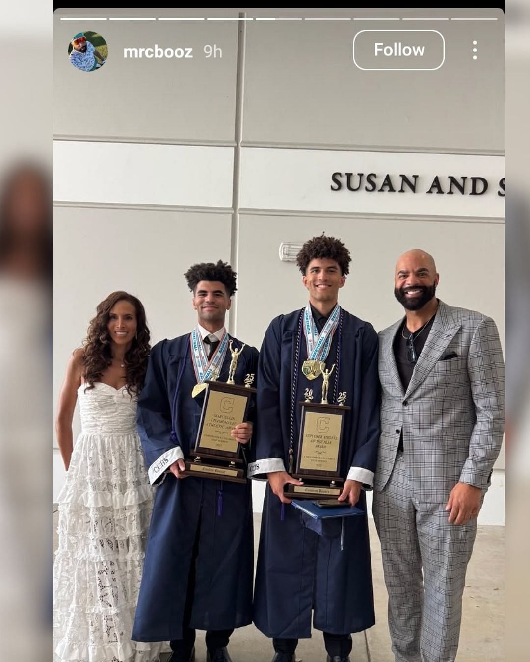 Carlos Boozer celebrated Duke-bound twins Cameron and Cayden Boozer's graduation day. (Image via Instagram @mrcbooz)